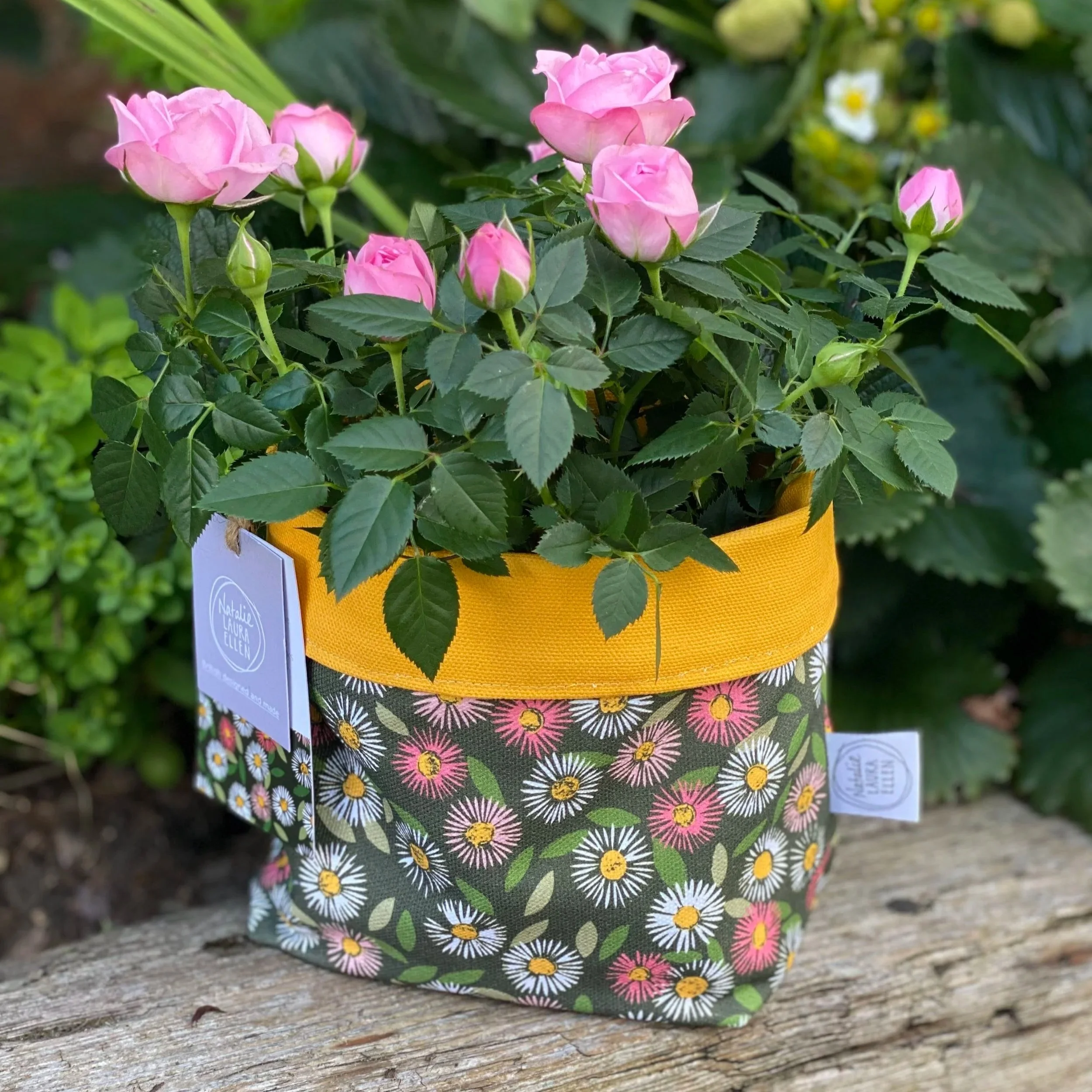 Daisy fabric storage / plant pot