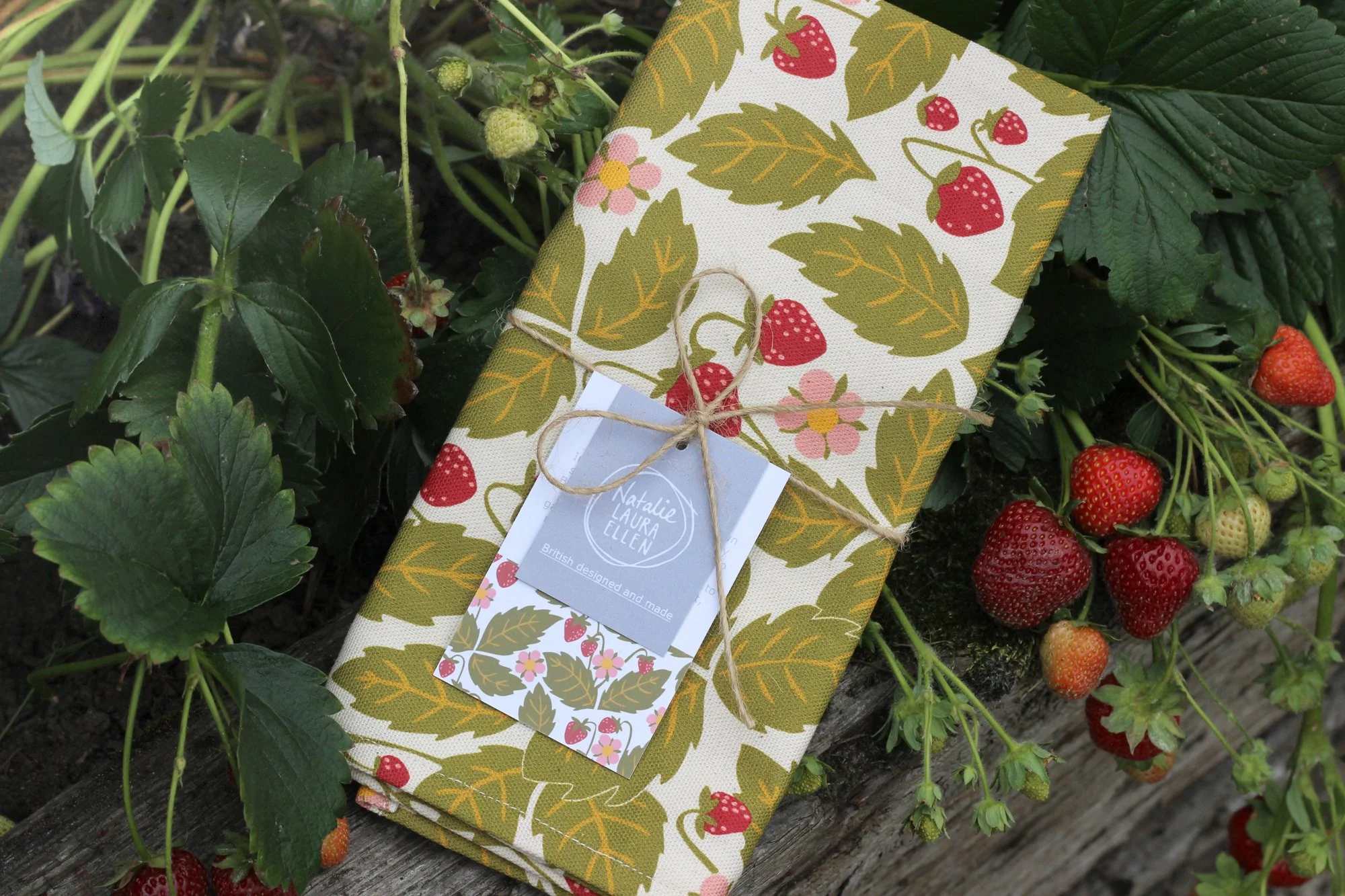 Summer Strawberries tea towel