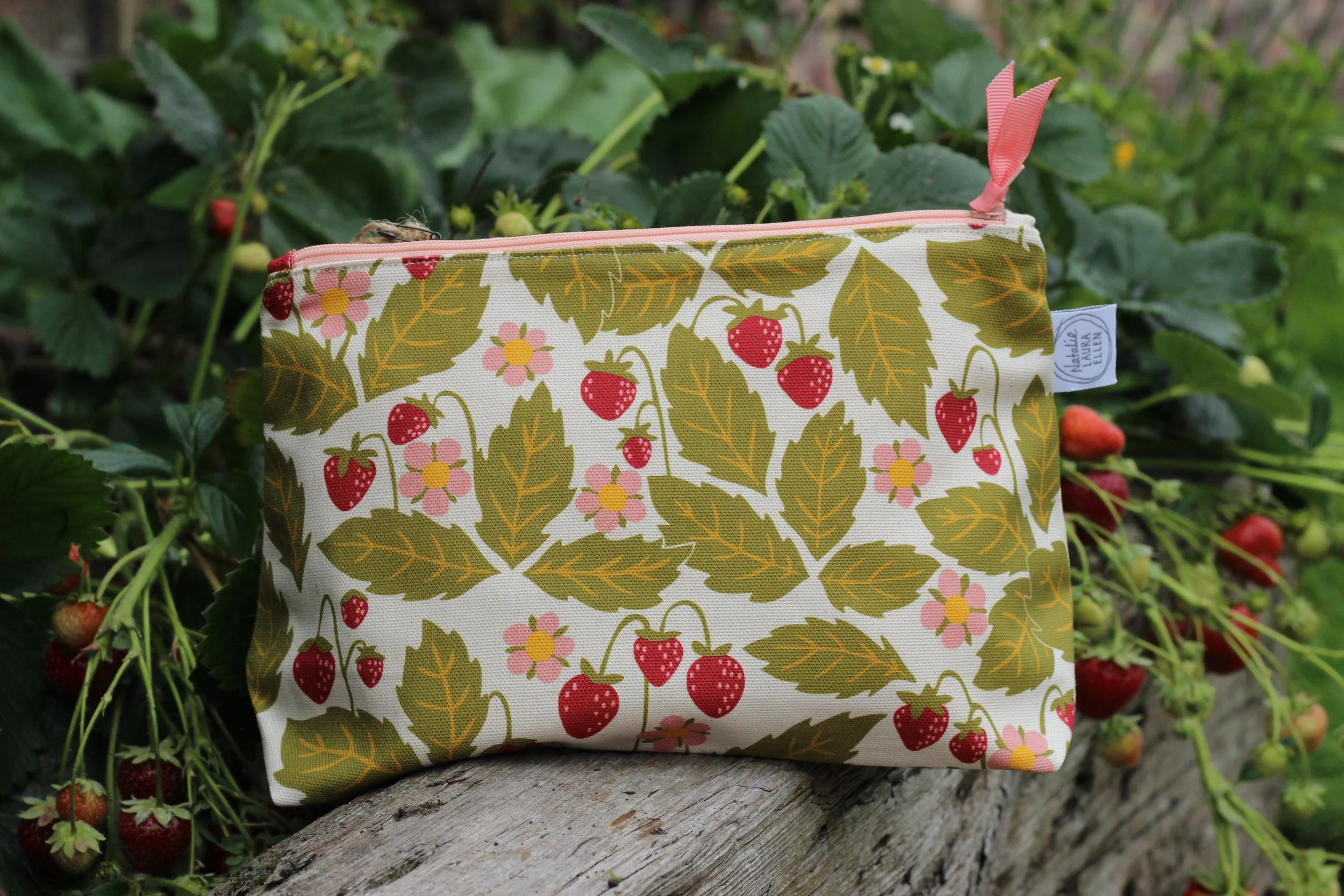 Summer Strawberries cosmetic bag