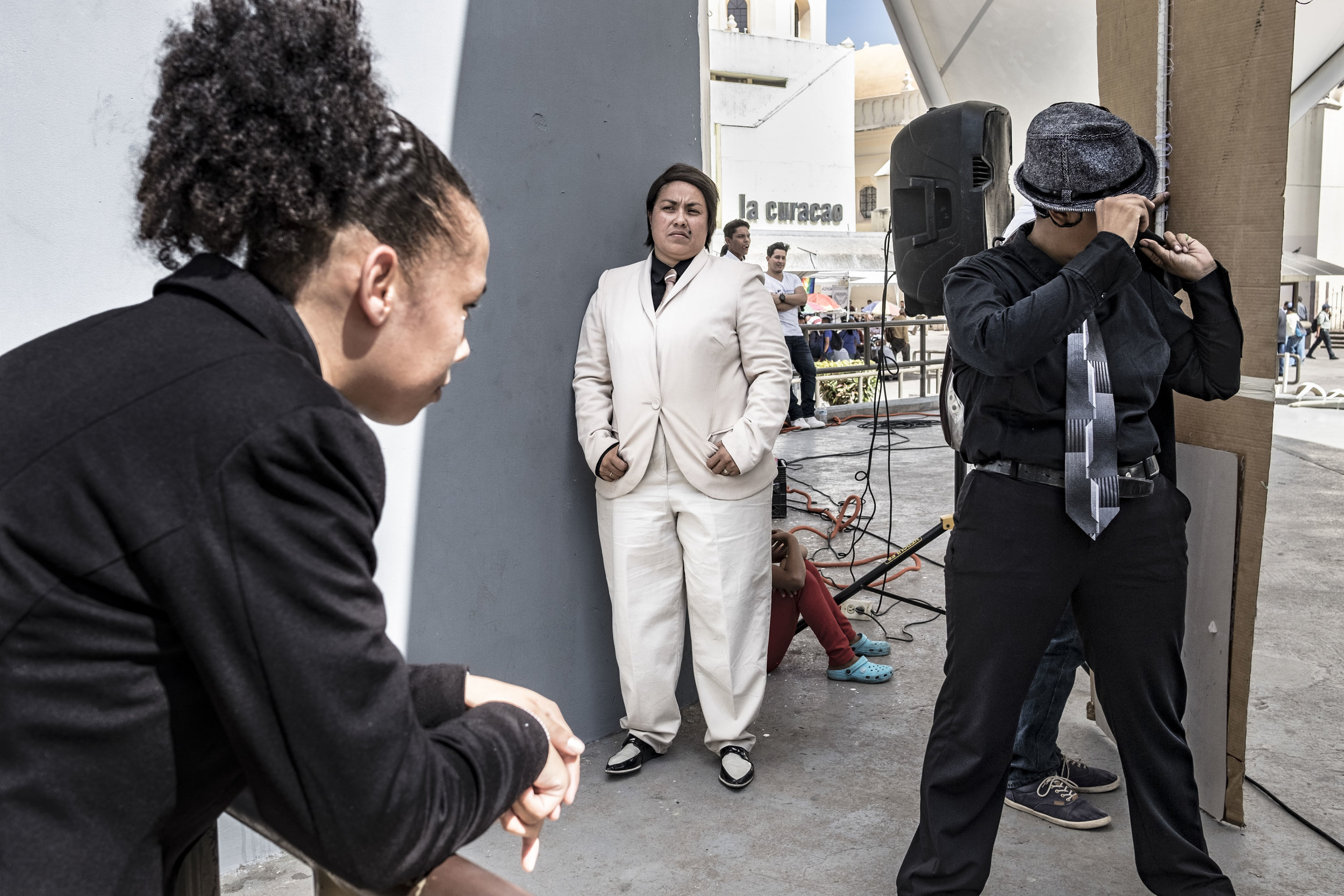 Lesbian girls are about to go on stage in the central square of Tegucigalpa, to do their show and try to sensibilize the people about a different reality.