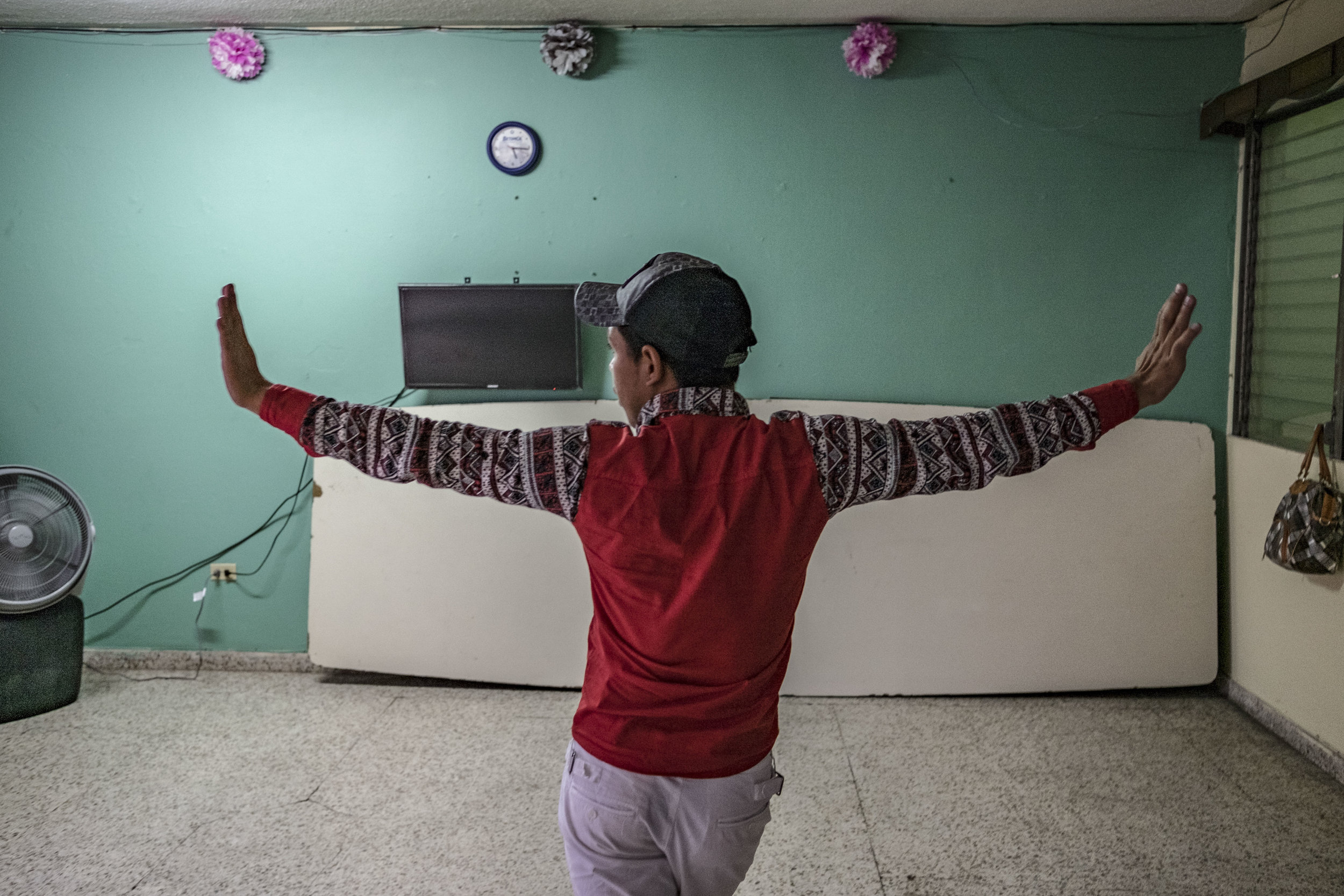 Darwin during a rehearsal for a dance show inside the premises of the LGBT organisation Arcoiris.