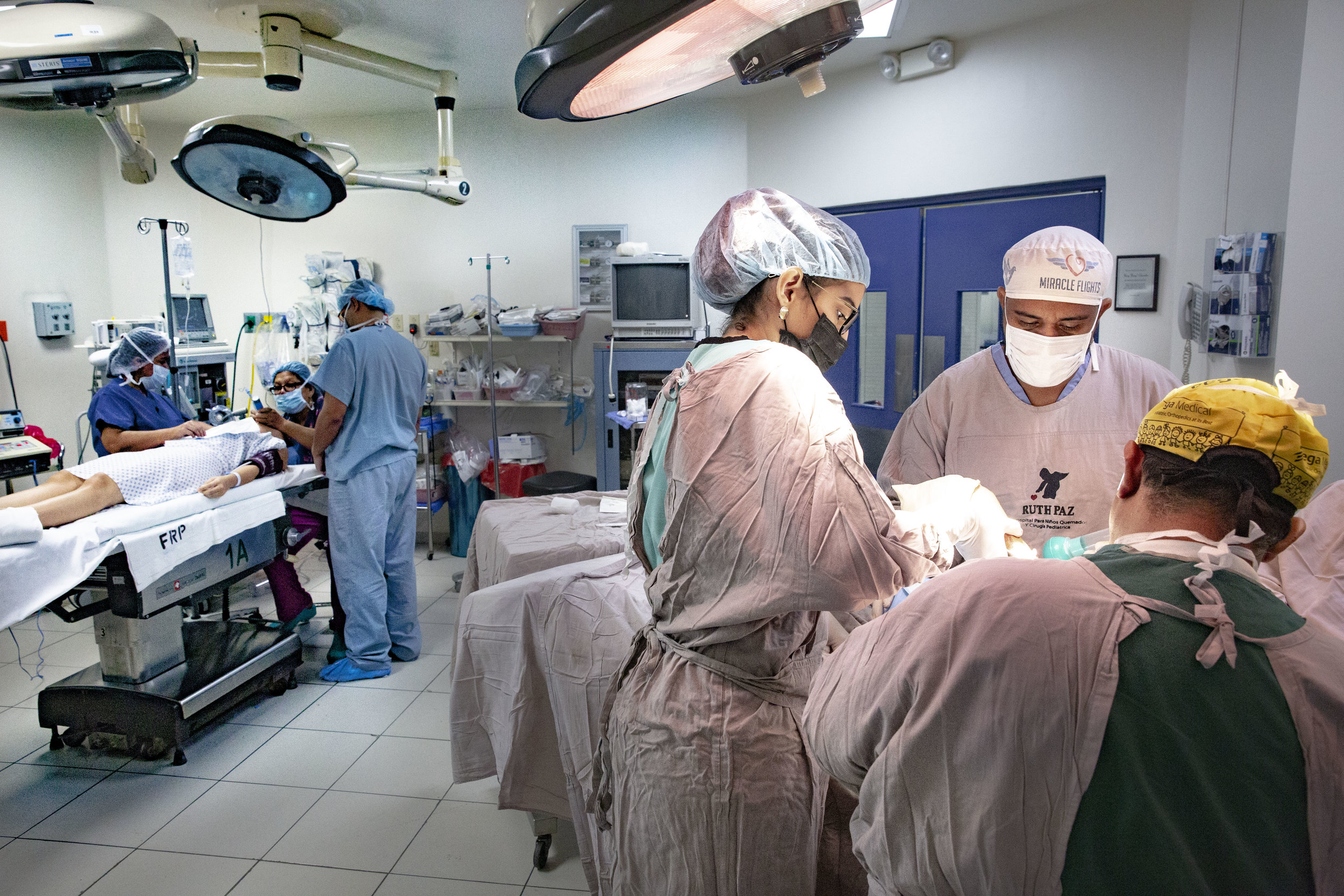 Inside a surgery room during an operation on children at the Ruth Paz hospital in San Pedro Sula, Honduras.