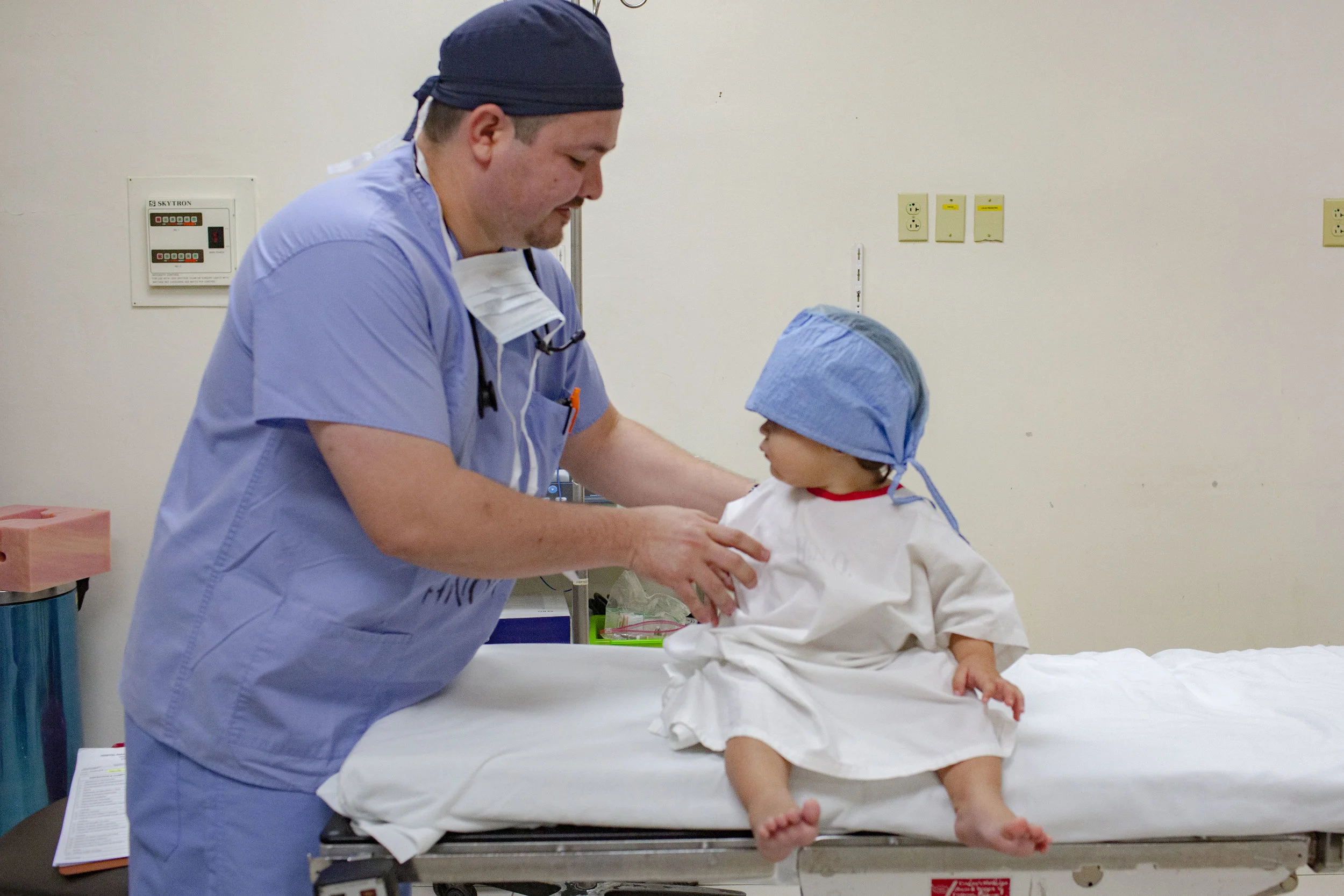Ricardo Lopez, one year old, awaits to be operated for an anorectal disfuntion at the Ruth Paz hospital in San Pedro Sula, Honduras.