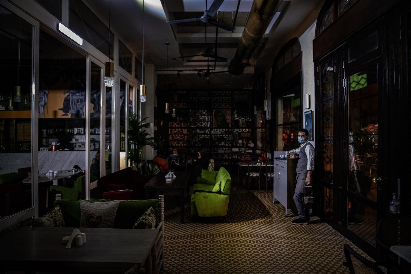Beirut, Lebanon. April, 2021. For @bloomberg 
&bull;
A darkened empty restaurant during an electricity cut in Beirut.
Lebanon's annual inflation rate reached a record high and food prices soared by around 400% in December, highlighting the dramatic i