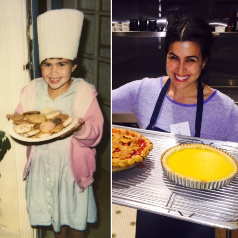 Then and now! Older, tanner, but still holding desserts.
