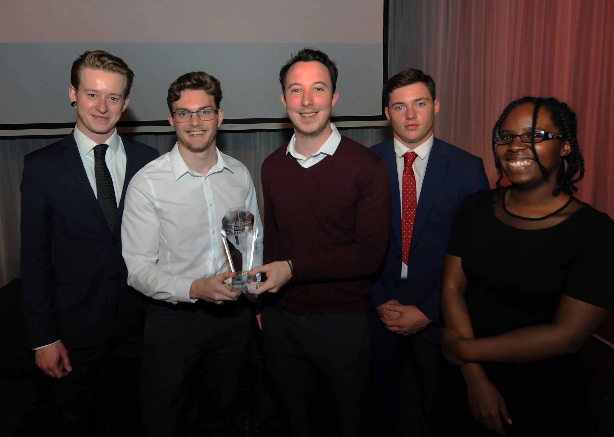  Young Start-up Talent Croydon 2016 finalists (Left – Harry Flaherty, Laurence Grant, Robert O’Sullivan, Kuris Peck, Serena Evans)