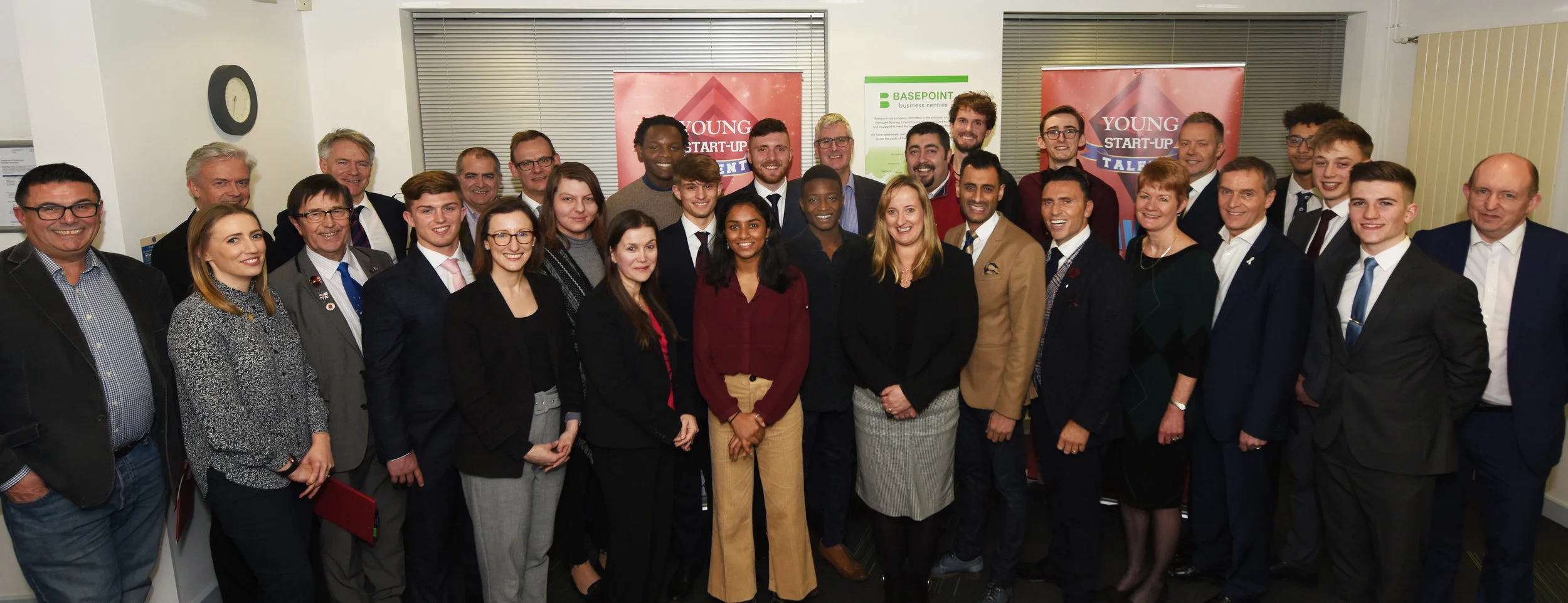 Young Start-up Talent - 2019 judges, sponsors and young entrepreneurs at Basepoint Crawley