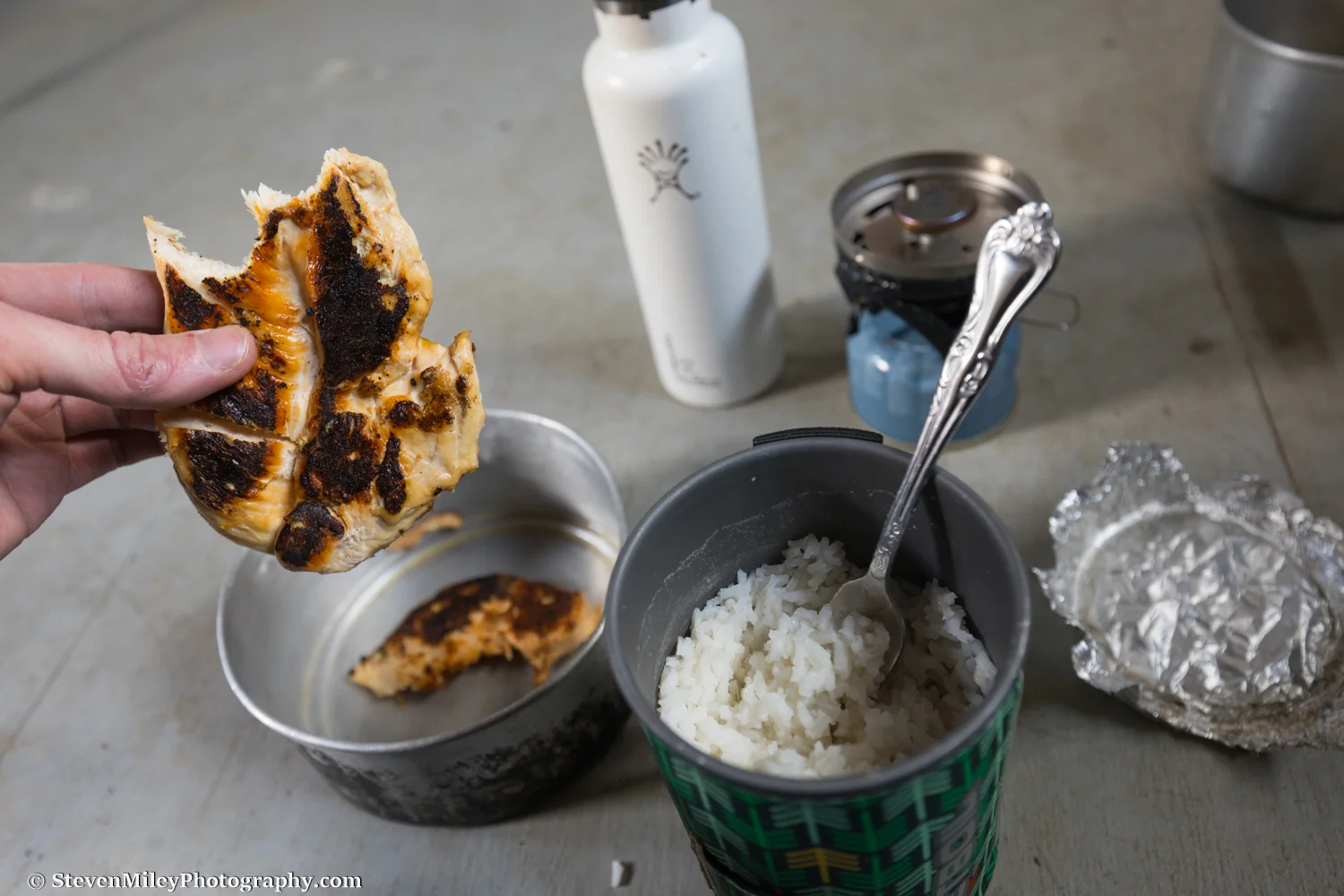 Rice and pan-seared chicken for dinner.