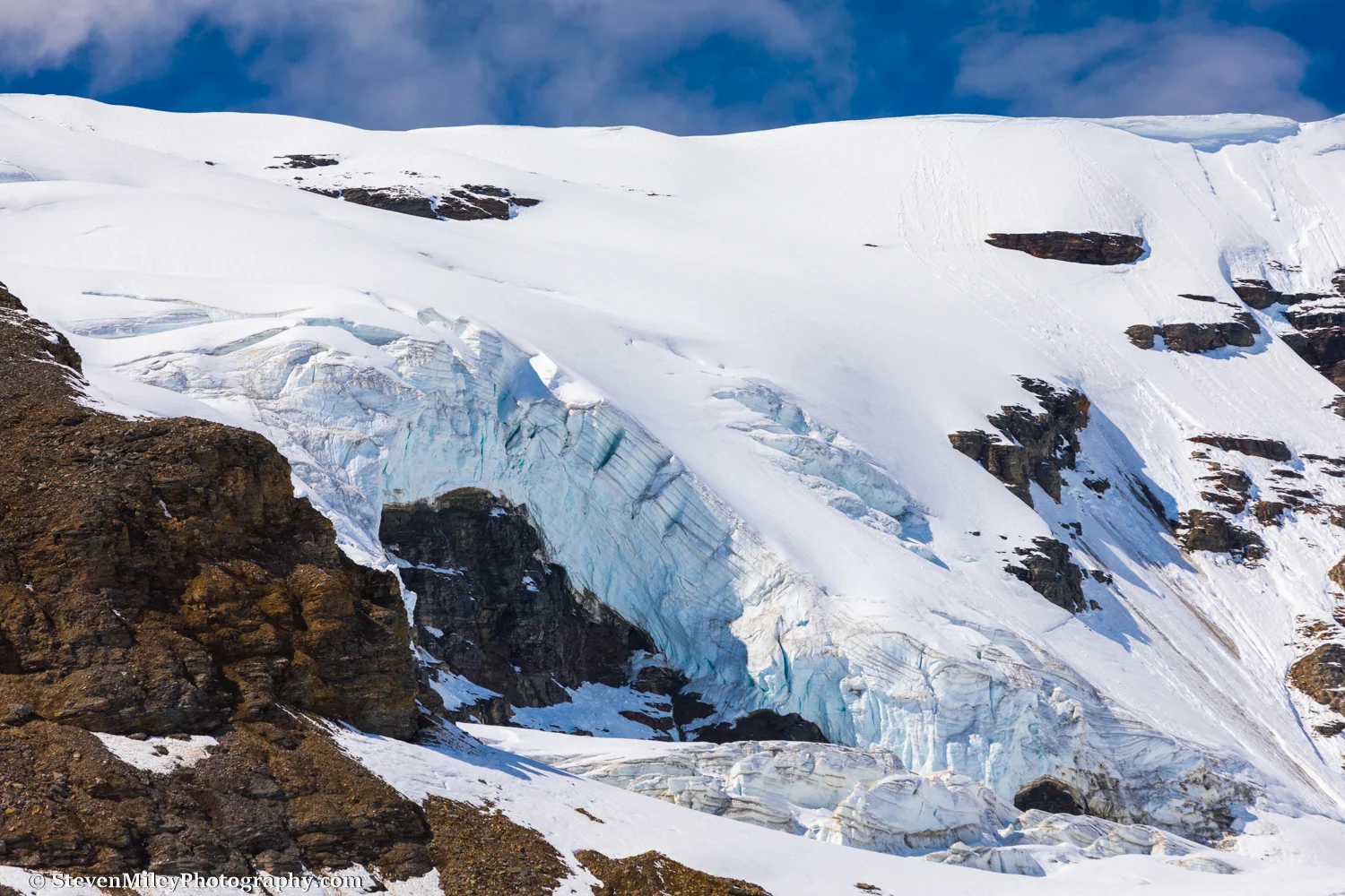 Rock and ice near "Item Peak" above the north branch of Castner Glacier.