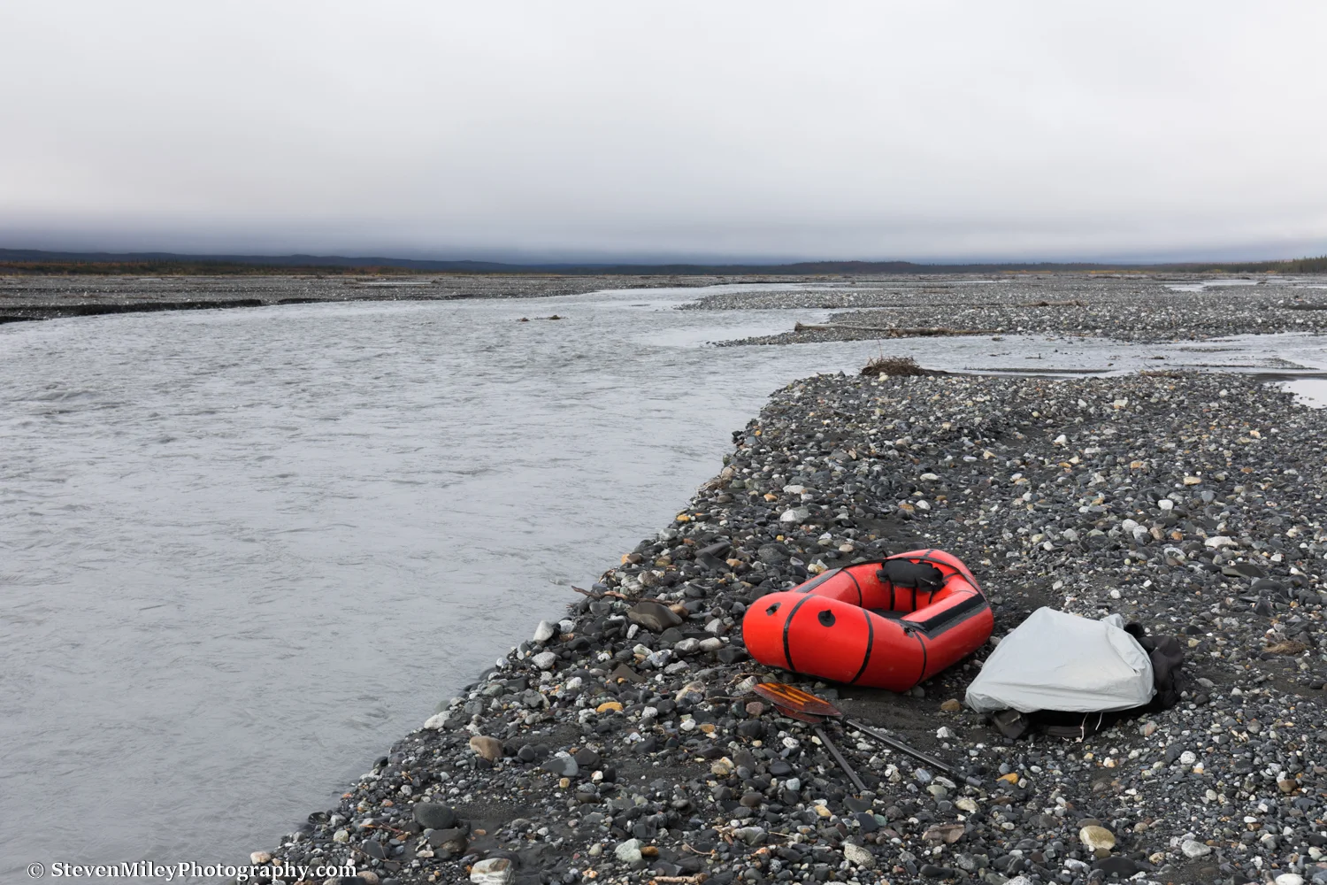 Preparing to pack raft the McKinley River from the McKinley Bar Trail to the Muddy River.