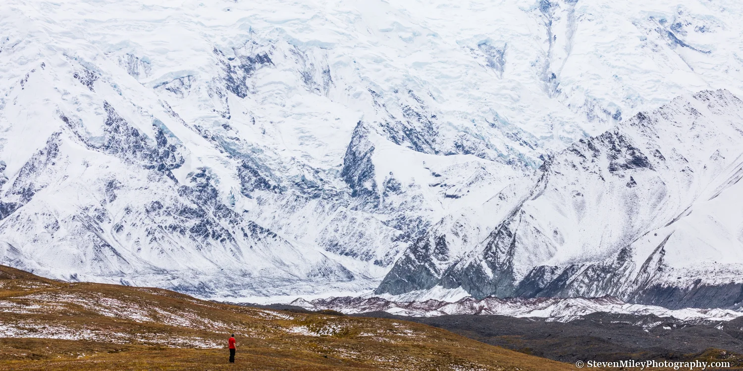 The base of Denali meets Peters Glacier. 