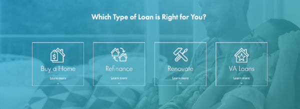 Customizable product blocks for loan officers to highlight specializations.