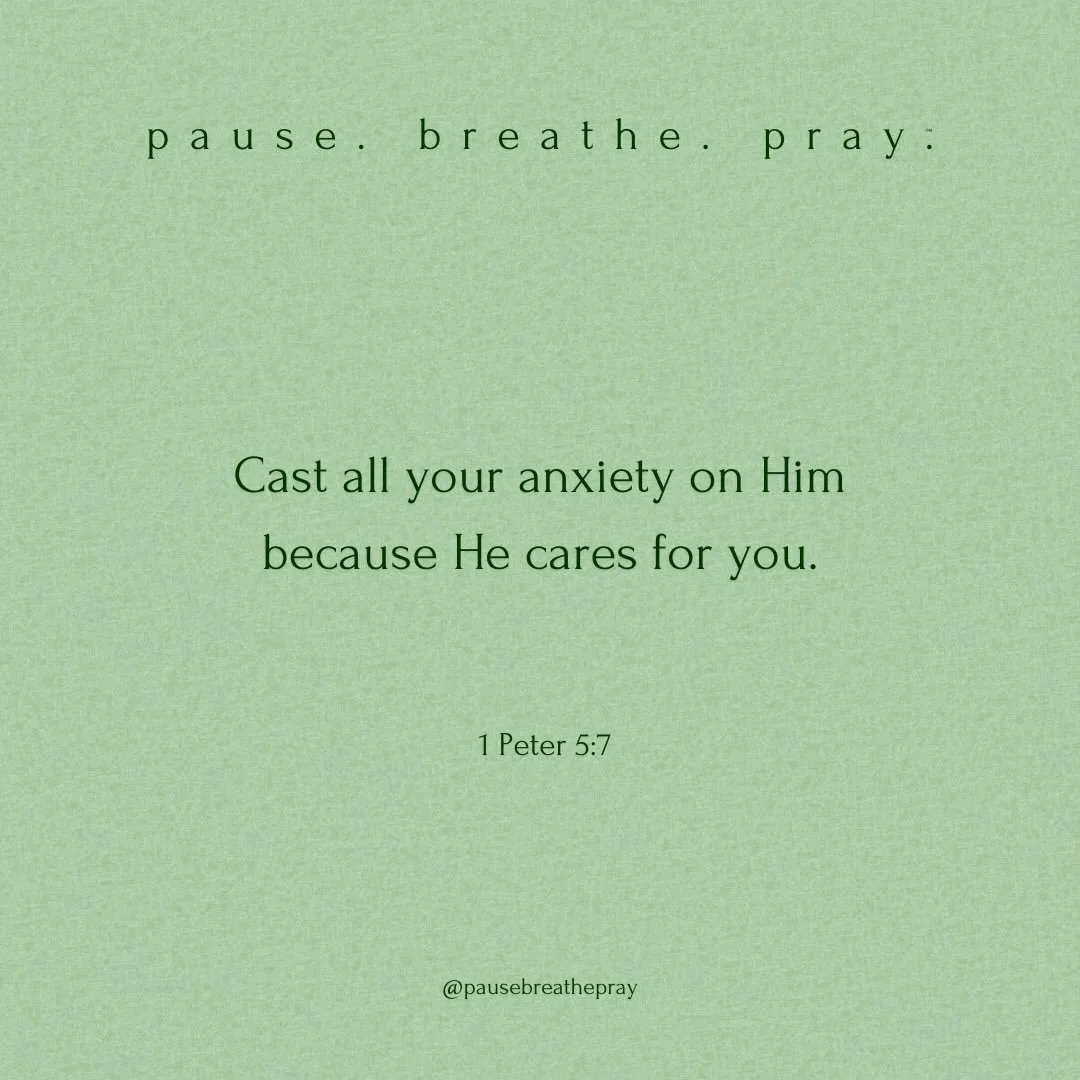 I invite you to join me to&hellip;

pause. breathe. pray.

May we cast all our anxieties and care on God, trusting that He cares for us and will help us carry the weight this day holds.

#pausebreathepray #liveoutlove #livefromtheinsideout #scripture