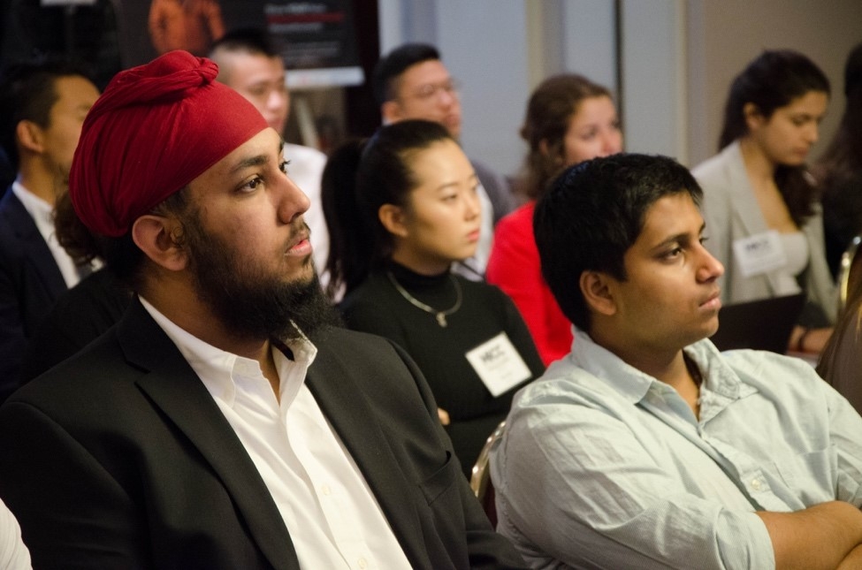 Participants listening to talks given by experts in the field of access to water.