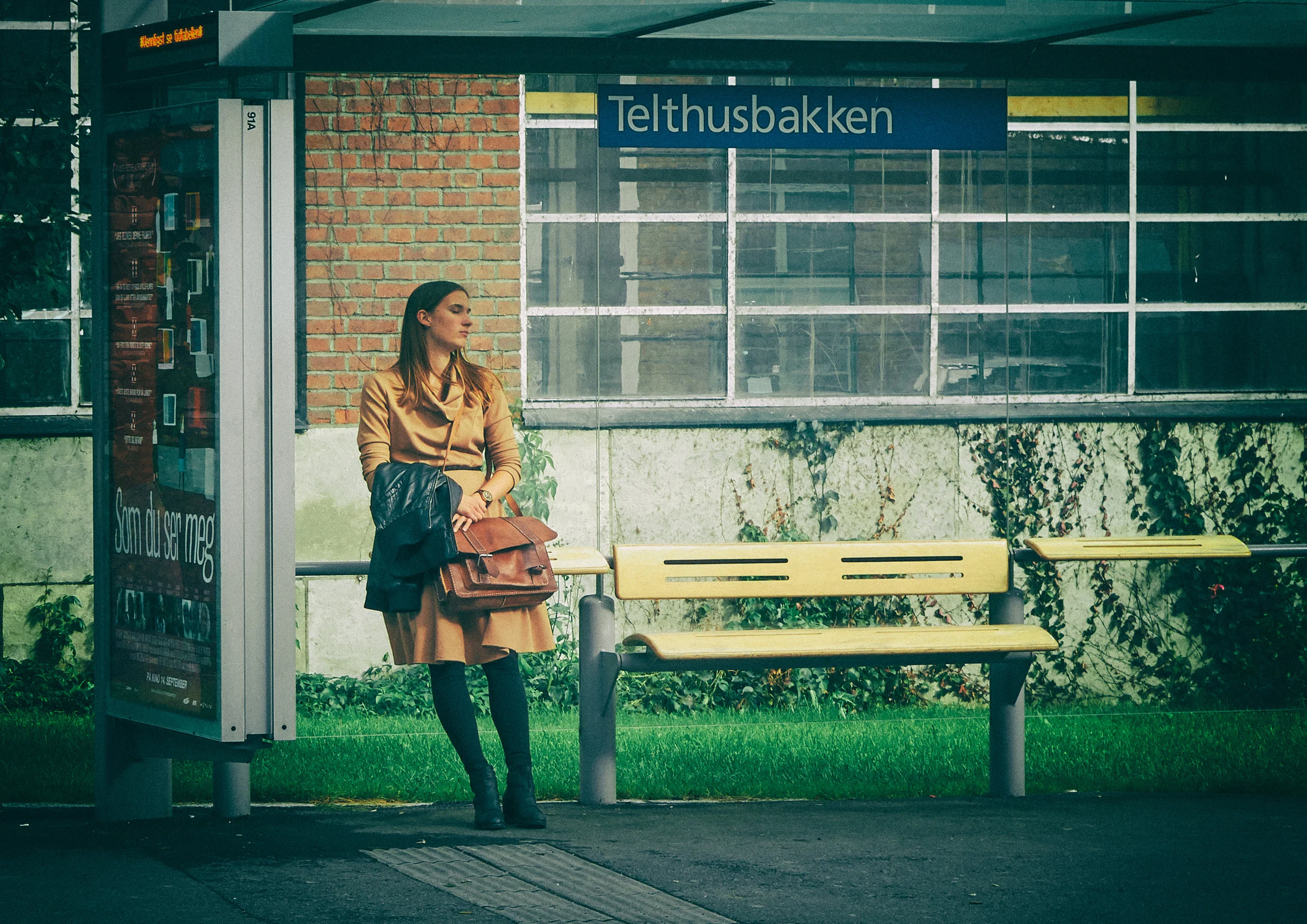 Telthusbakken bus stop in inner-northern Oslo.