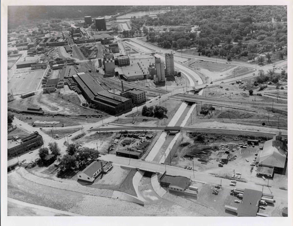 After clearance and river re-routing (Hamblin Community Center in lower left)