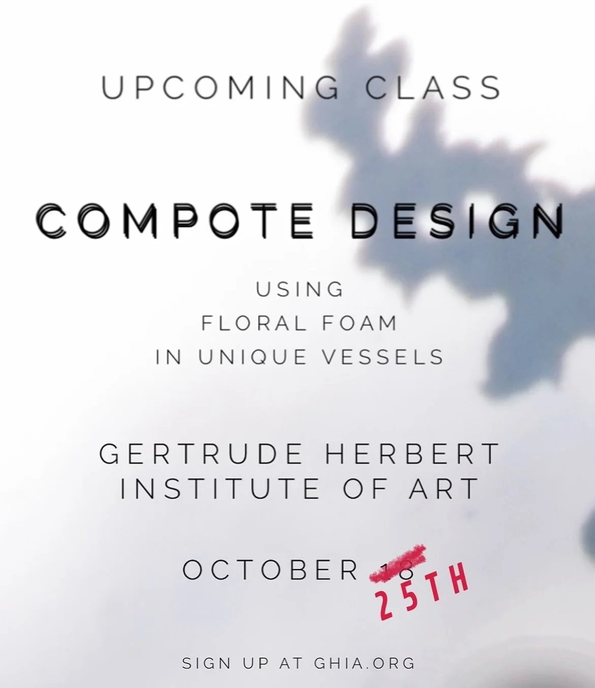 Discover the art of designing with floral foam! Hang out with me at the @gertrudeherbertart on October 18th and learn something new. Sign up link is in profile.
