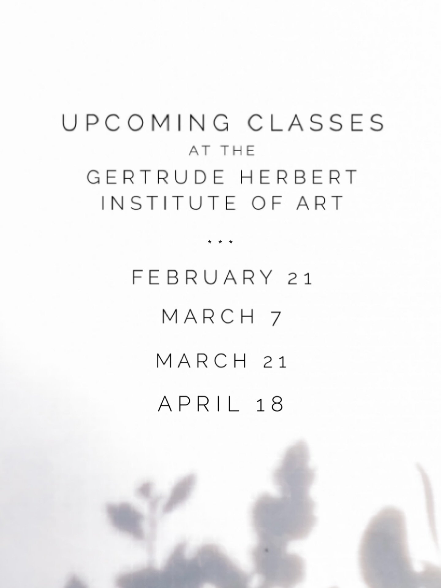 Upcoming Classes at @gertrudeherbertart!

🌷February 21 - Floral Designs in Foam

🌷March 7 - Floral Design Basics

🌷March 21 - Floral Designs in Foam

🌷April 18 - Floral Design Basics