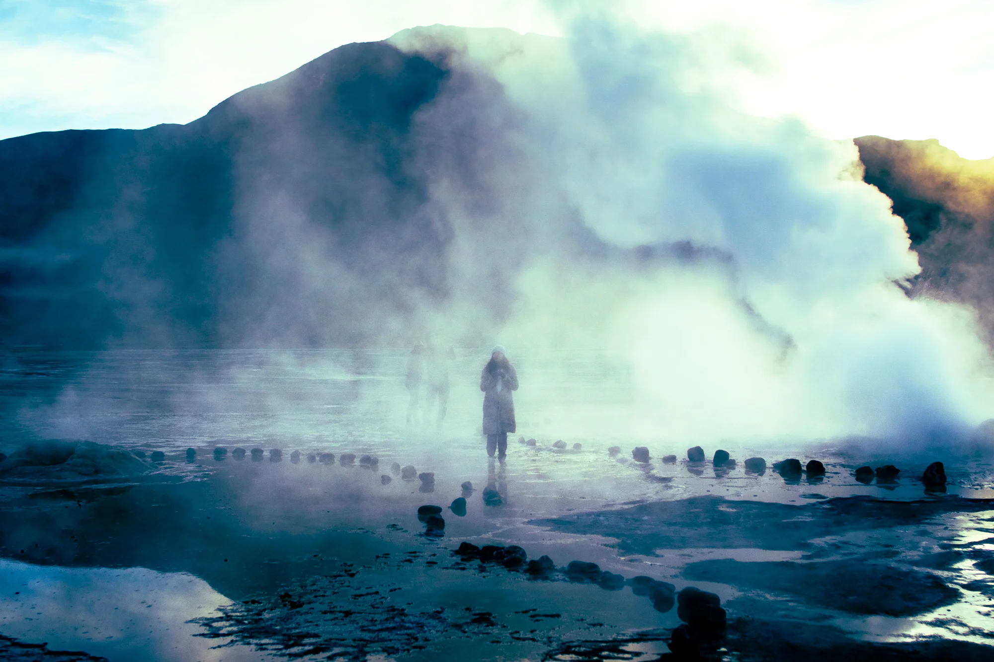Up-close, the primordial textures of the geysers reveal themselves