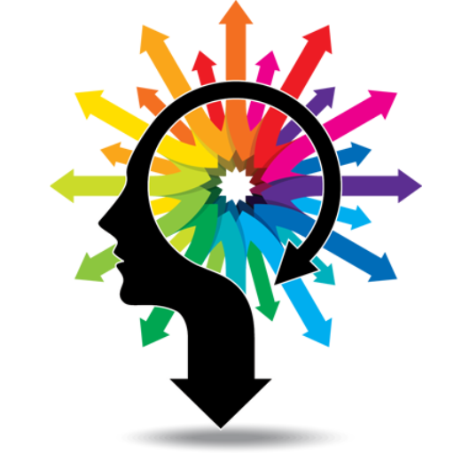 Image of head with colorful arrows in all directions