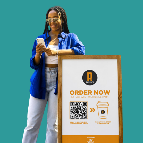 Branded A-frame on footpath