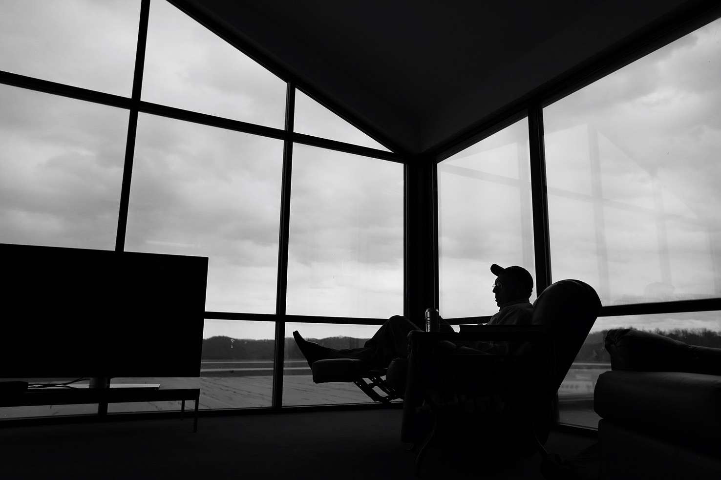 Martin relaxes in the pilot's lounge before returning to Lexington. When asked why he was a good pilot, he replied " my landings equaled my takeoffs."
