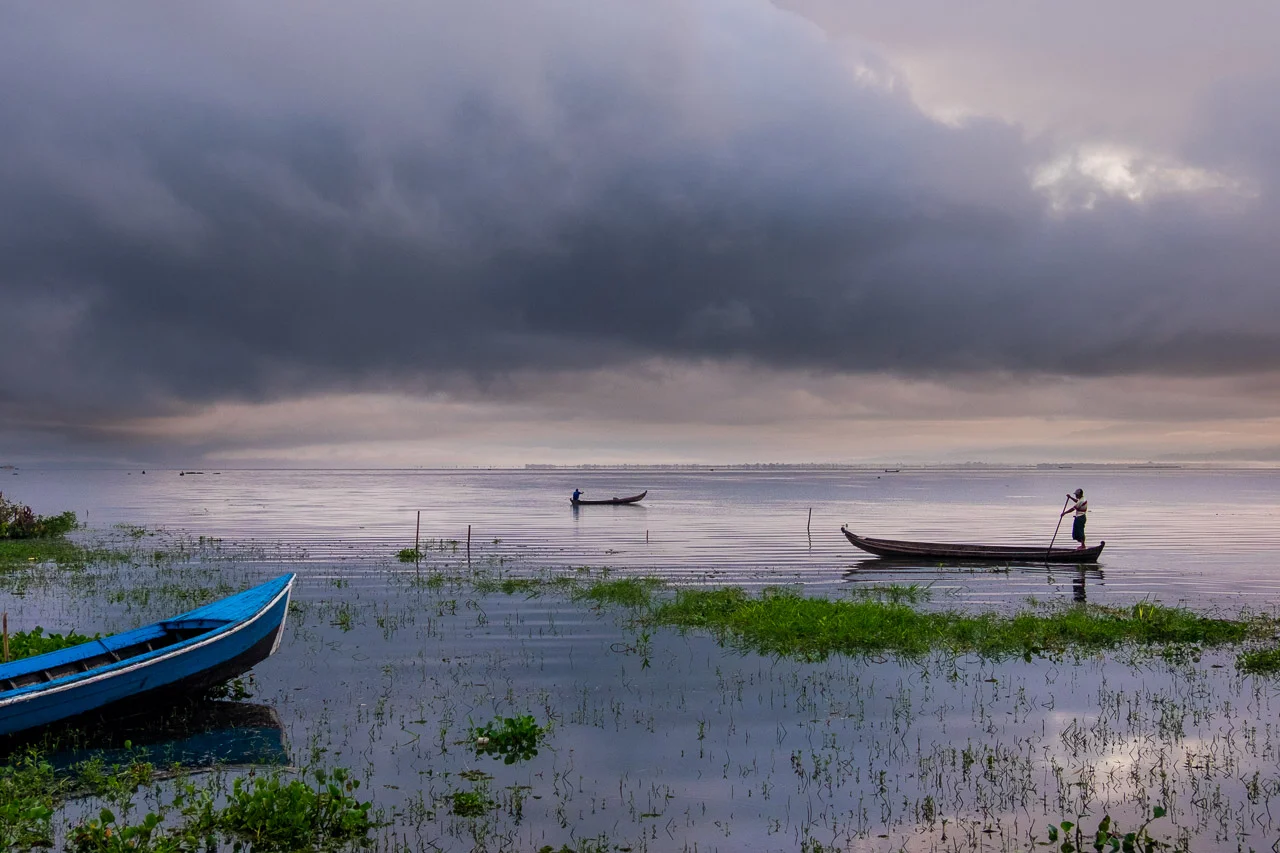  Fishermen on the Indawgyi Lake. Contrary to the crowded Inle Lake, Indawgyi is not spoiled by hordes of tourists. With the impact of recent tourism this is bound to change in the near future.  Burma 2015 - Francesco Vicenzi Photography 