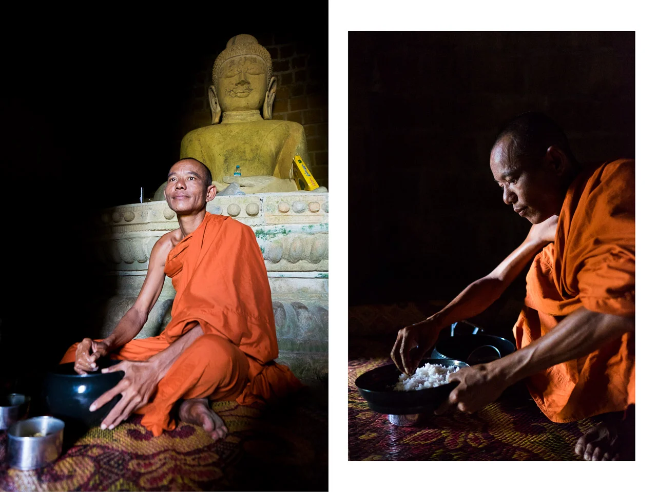  A monk is seen enjoying his daily meal in a temple in Mrauk U.  Burma 2015 - Francesco Vicenzi Photography 