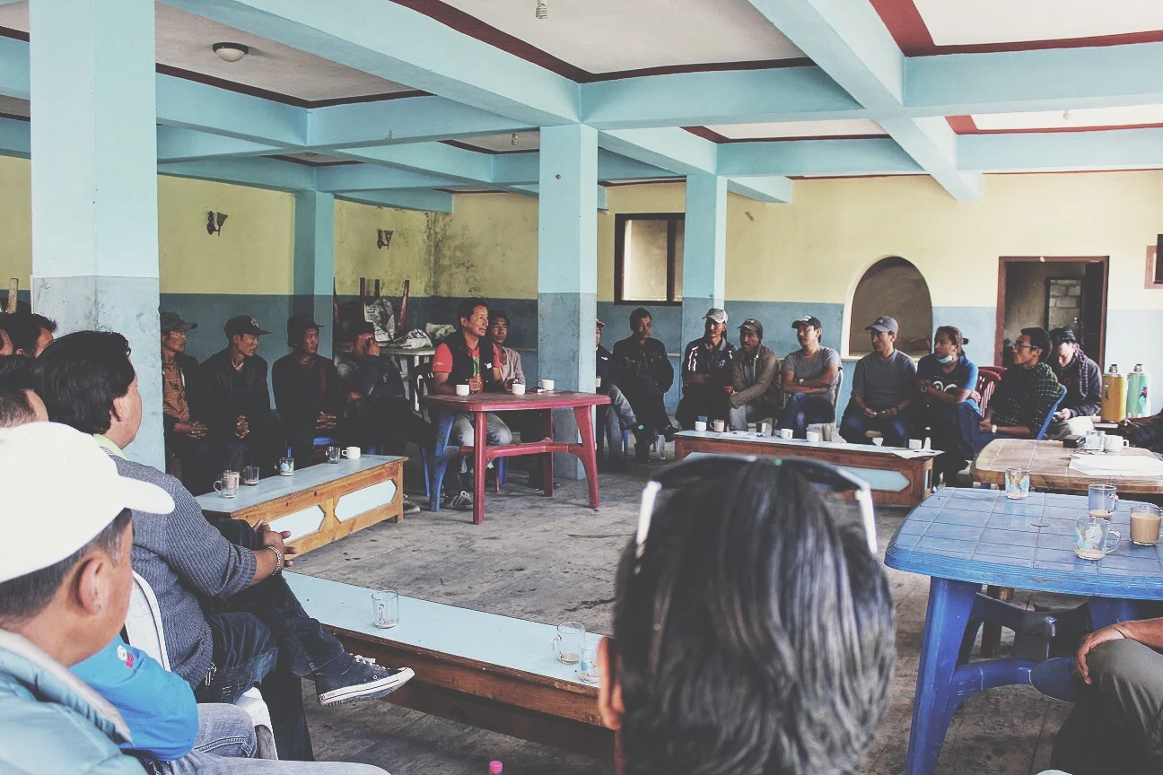 "This meeting was to discuss the restructuring of district boundaries. Many different people attended. Gurungs, Thakaris, Dalits, VDC and Mukhiya. But women were not present."