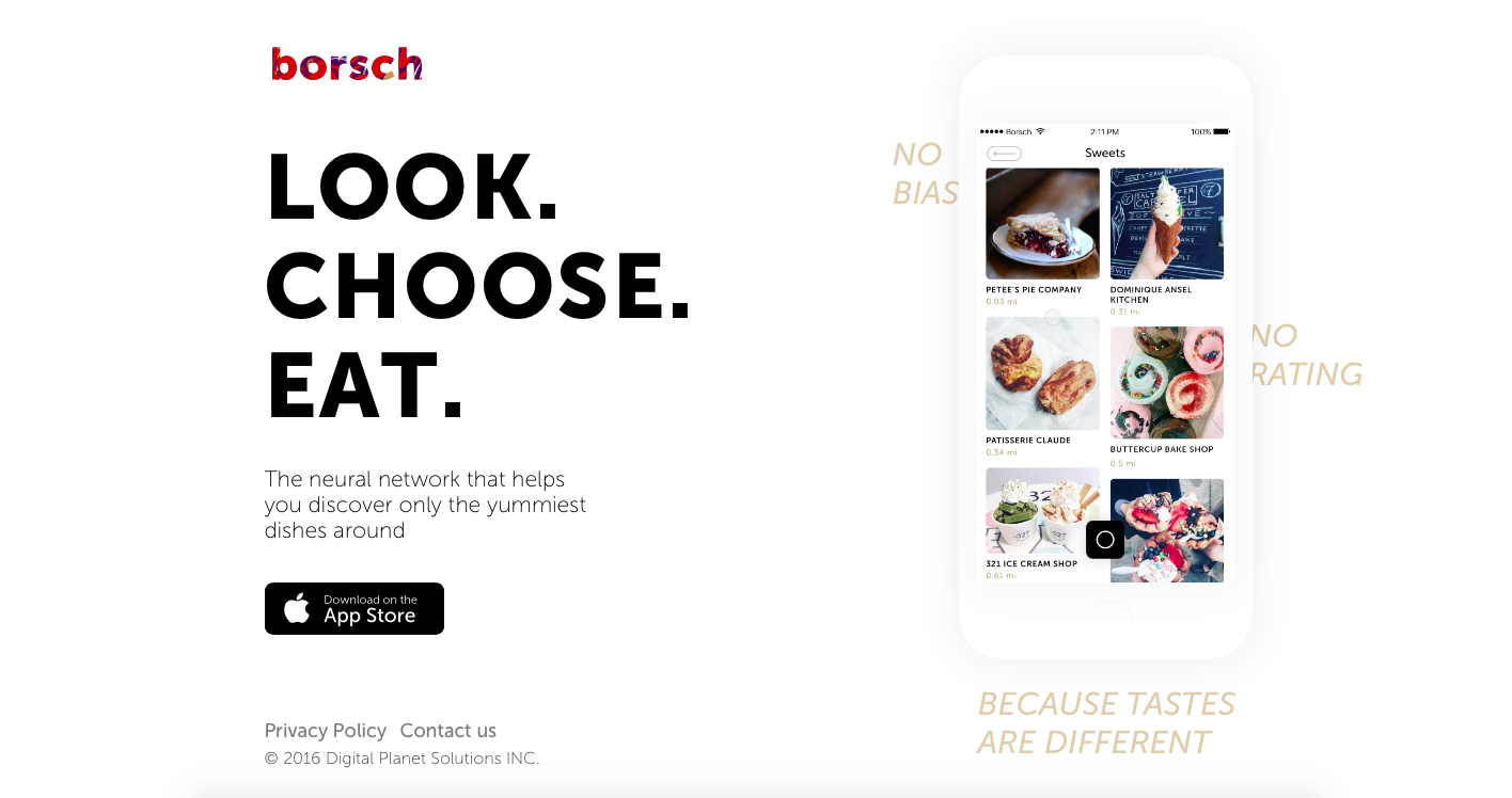 borsch.io Borsch, the first neural network based food recommendation app