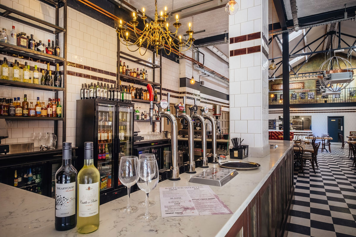 The view from the bar of Butler Whites, the first new venue in the heart of Hull’s regenerated Fruit Market.