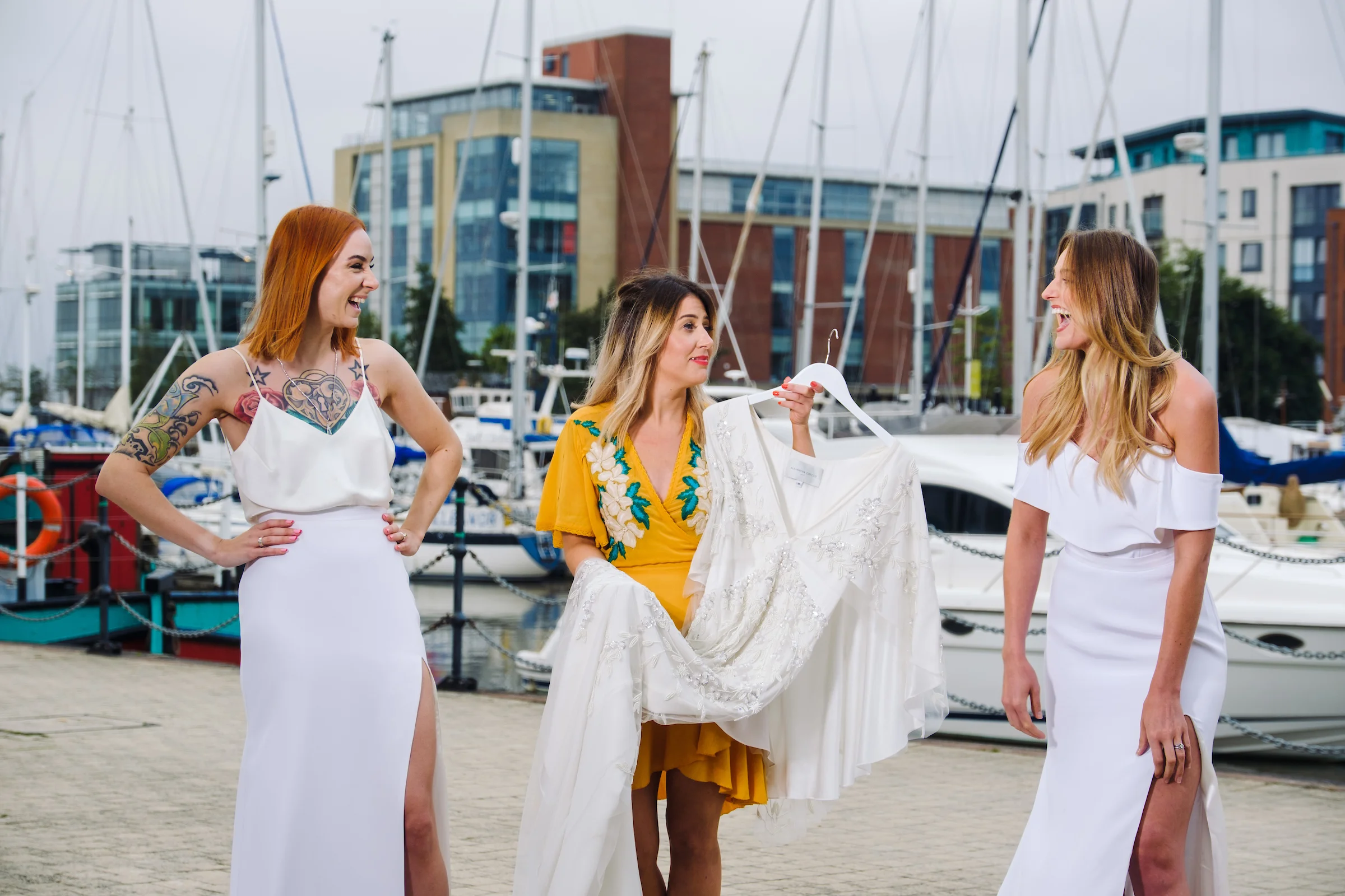 Owner Katey Headley, centre, with past customers Hayley Sykes, left, and Joanne Hill. She plans to open Ghost Orchid Bride in Hull’s Fruit Market before Christmas.