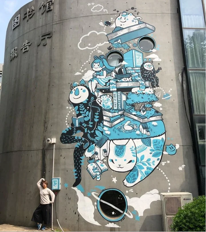 Street artist Simple Bao with one of her creations. She and fellow Hong Kong graffiti artist ANHZ will be bringing their talents to Humber Street Sesh.
