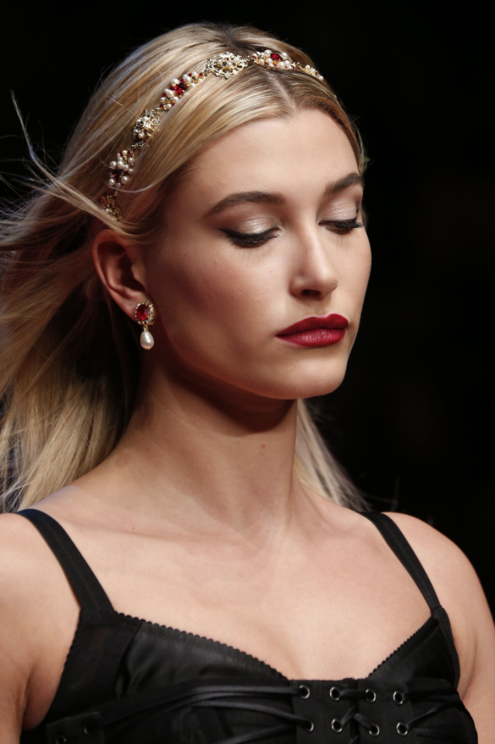 Hailey Baldwin at Dolce & Gabbana. Photo credit Indigital