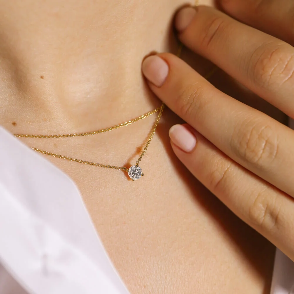small solitaire diamond necklace