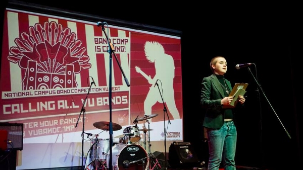 The gorgeous Jeehoon Choi took this snap of me at Victoria University's 2017 National Campus Band Competition heat. It was an honour to be invited to MC the event, and I enjoyed road-testing public speaking skills developed in the classroom.