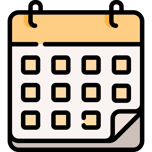 Illustration of a desk calendar with a beige top and a folded corner.
