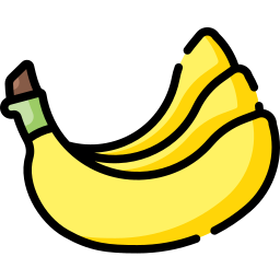 Illustration of a yellow banana with a brown stem, appearing to be in motion.