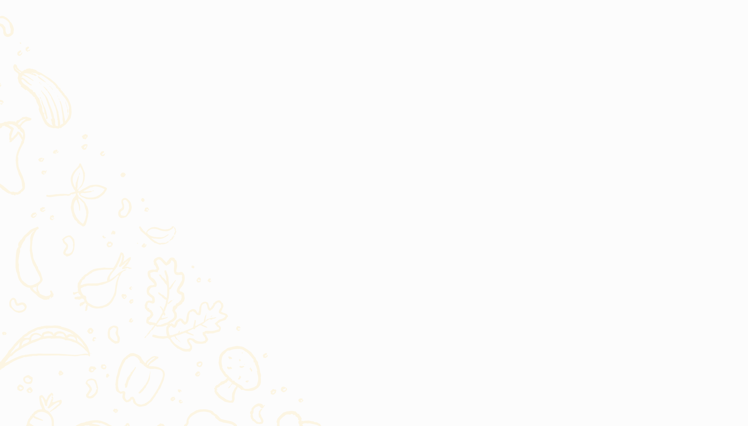 Blank white background with light beige illustrations of vegetables and herbs along the left edge.