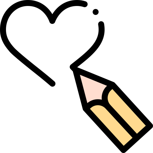 A cartoon illustration of a pencil with a pink eraser and a yellow body drawing on a black background.