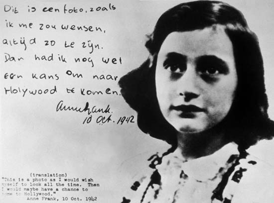 "This is a photo as I would wish myself to look all the time. Then I would maybe have a chance to get to Hollywood." Anne Frank, 10 October, 1942