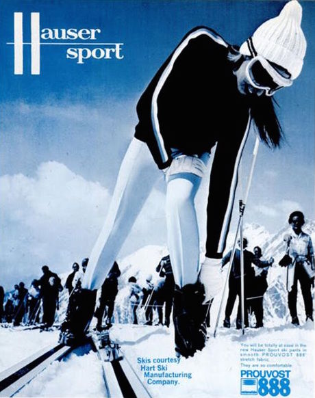 1967 Hauser Sport ad. Front piece: stirrup ski pants by Schilltex, 1967