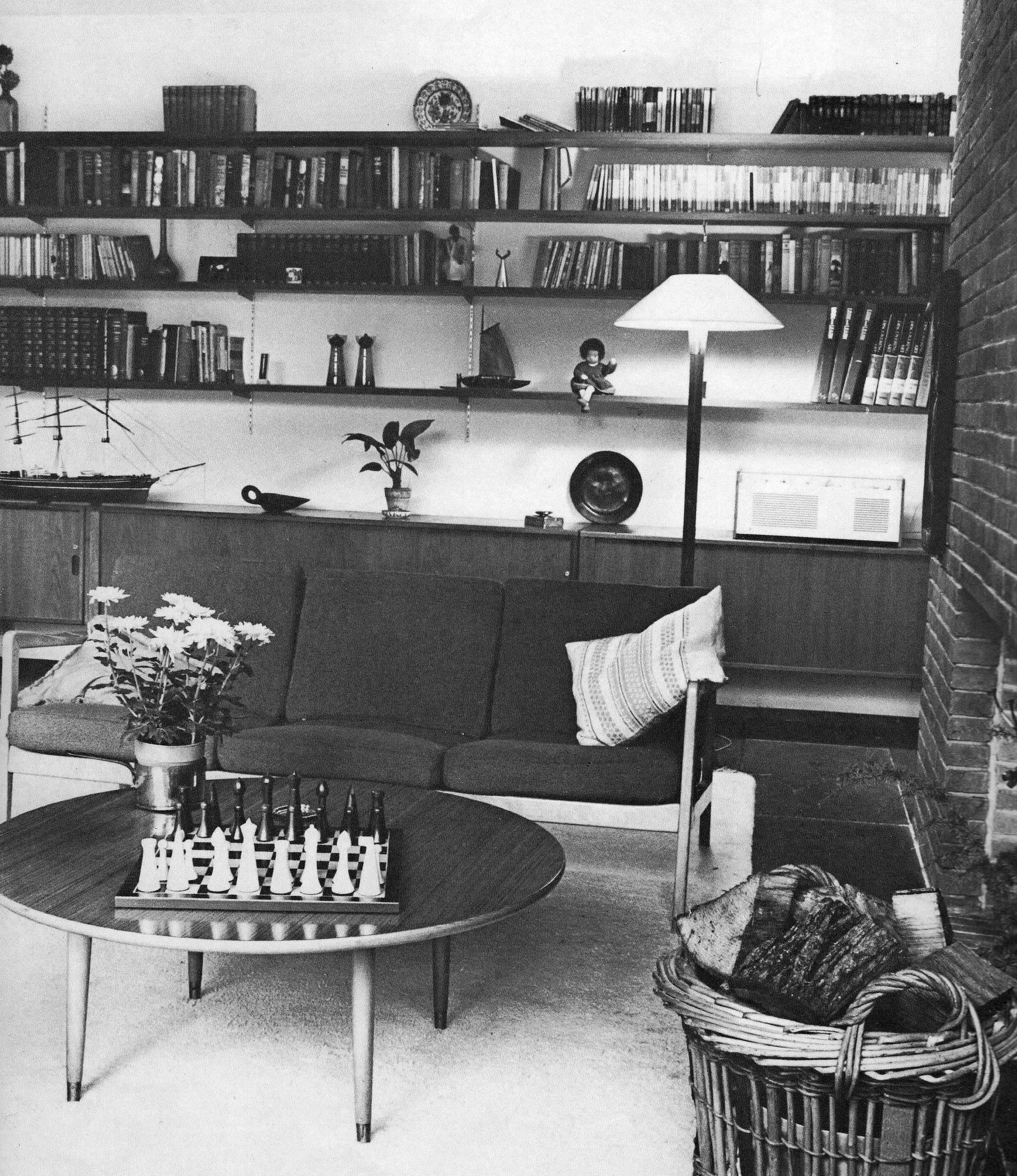 The sitting room with the white Braun gramophone