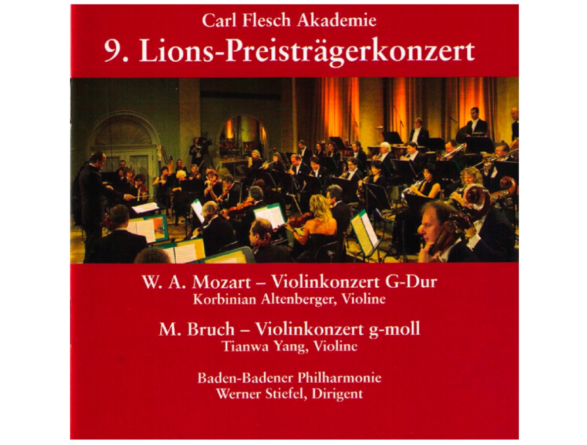 Carl-Flesch-Akademie - 9. Lions-Preisträgerkonzert 2006 Max Bruch: Violin Concerto G minor, Op.26 Tianwa Yang, Violin (Bruch) Baden-Badener Philharmonie Werner Stiefel Label: Bella Musica BM 31.2416