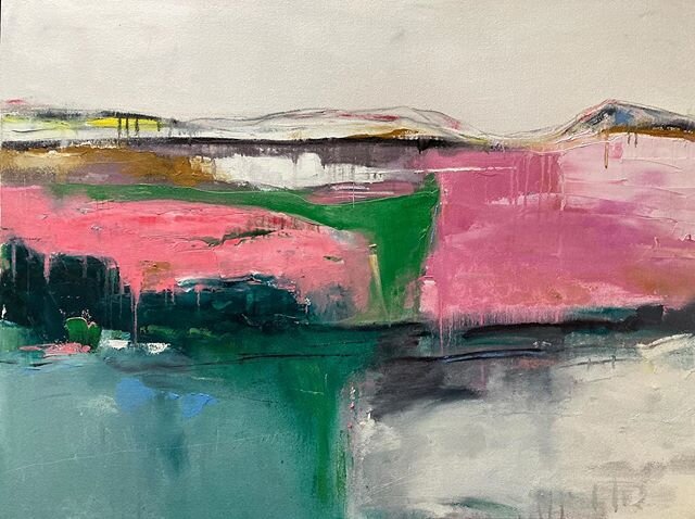 I have had such a great time painting this beauty! More pink please! 💕 30ins high x 40ins wide; oil on canvas; joyful abstract landscape available for purchase- please DM if you&rsquo;re interested 😊
.
.
.
.
.
#greattime #joyfulpainting #colour #co