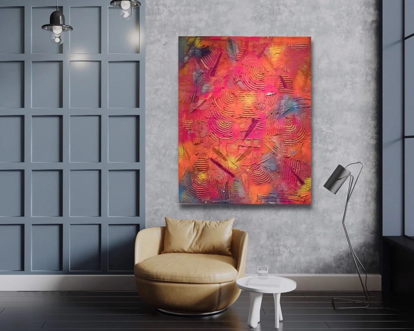 Mixed media acrylic abstract painting for your living room by Magdalena Smolarska