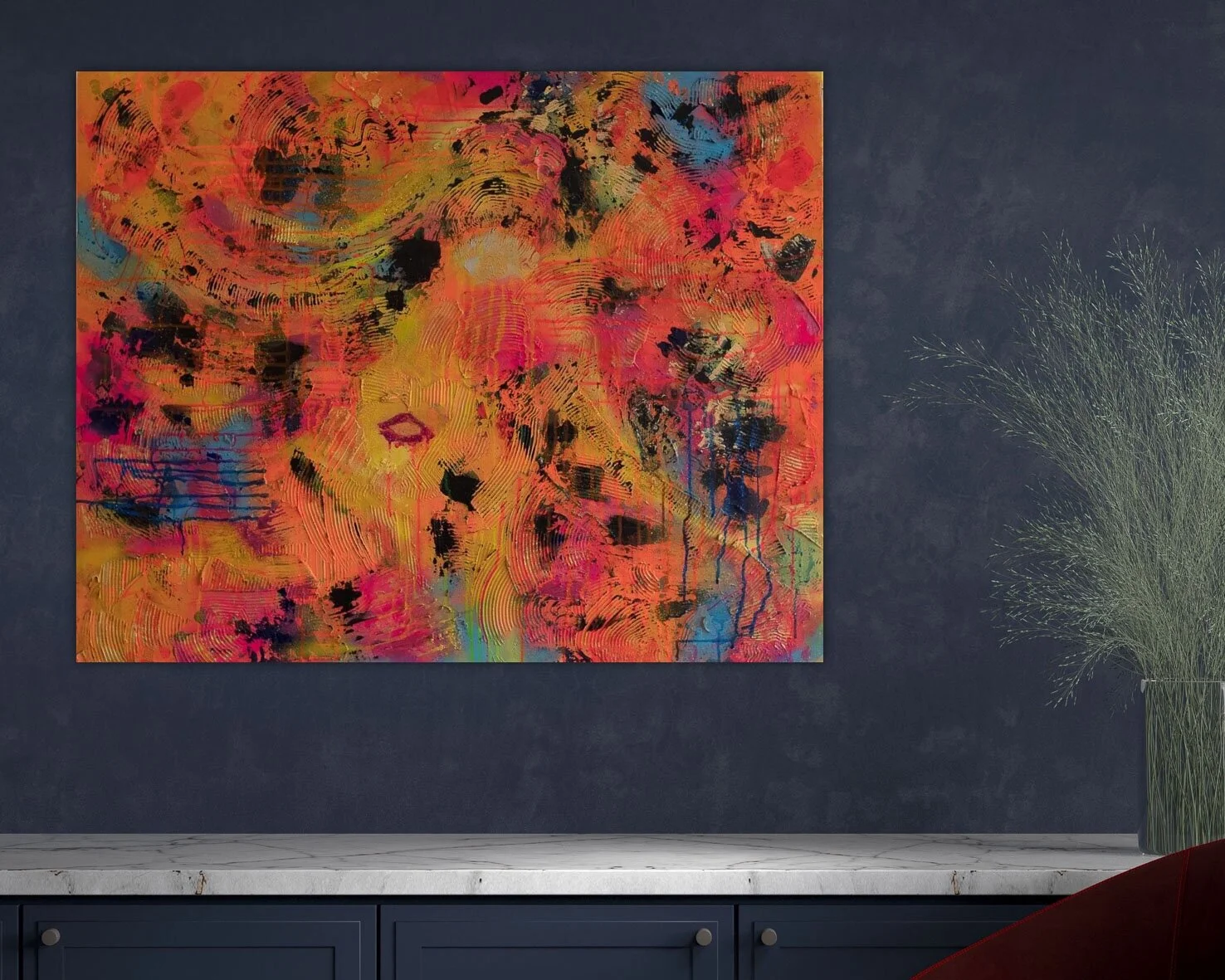 Original contemporary Abstract Acrylic Painting on big canvases for sale by Magdalena Smolarska, Visual Artist, Photographer, Videographer based in UK, Sussex, Brighton & Hove.