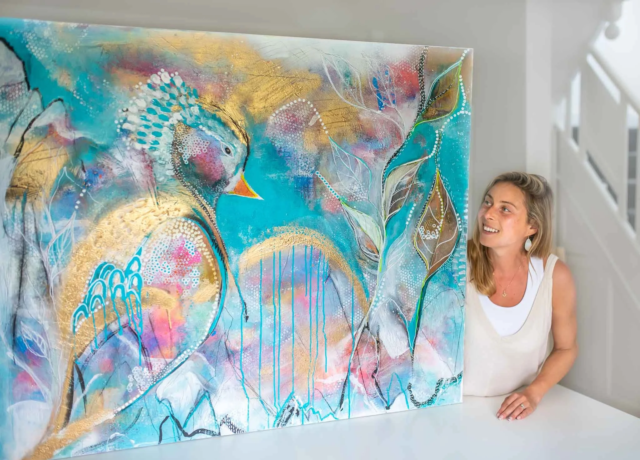 'Paint With Me' large abstract workshop in Brighton Lawrence Art Studio