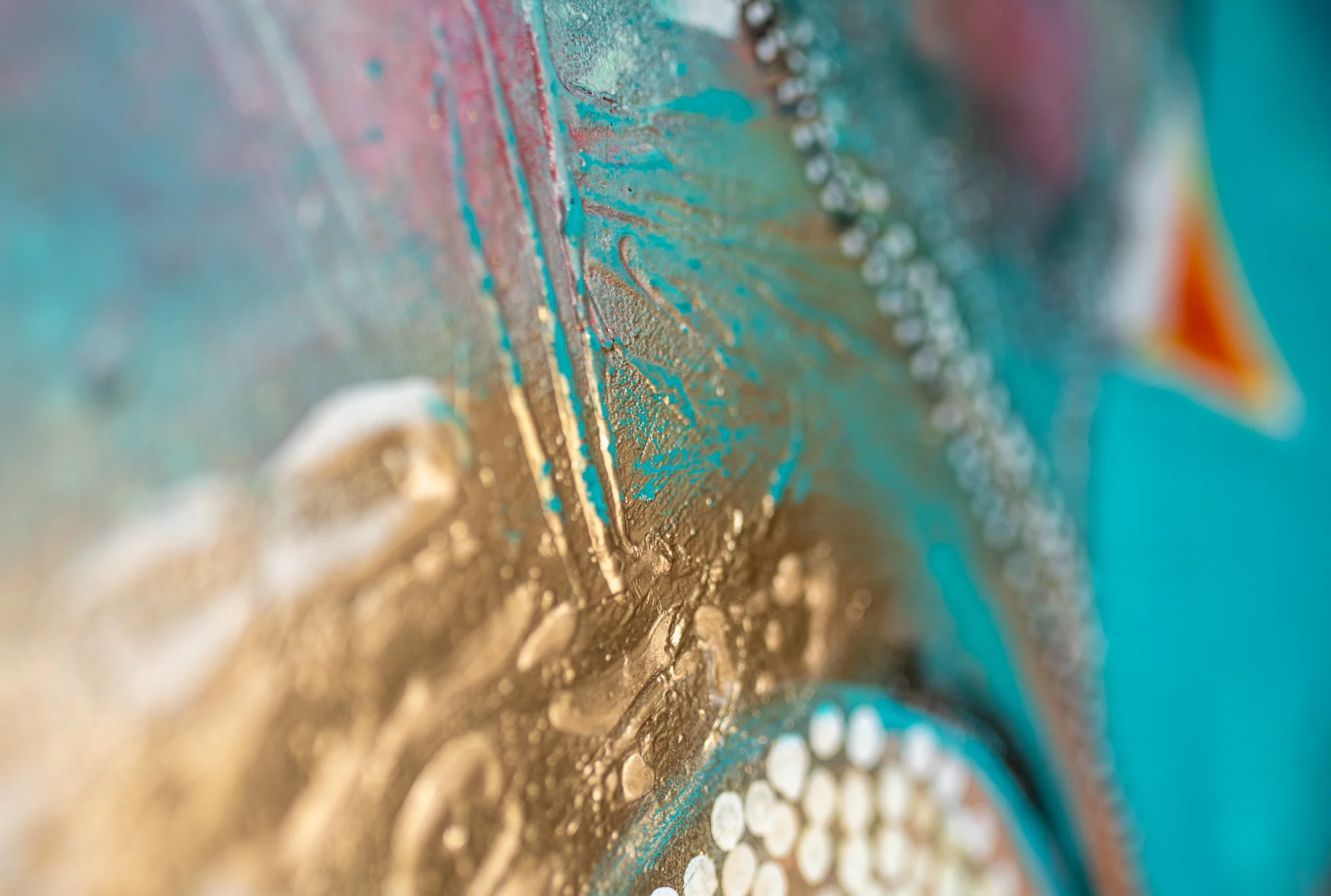 Intuitive abstract painting on large canvas Brighton artist