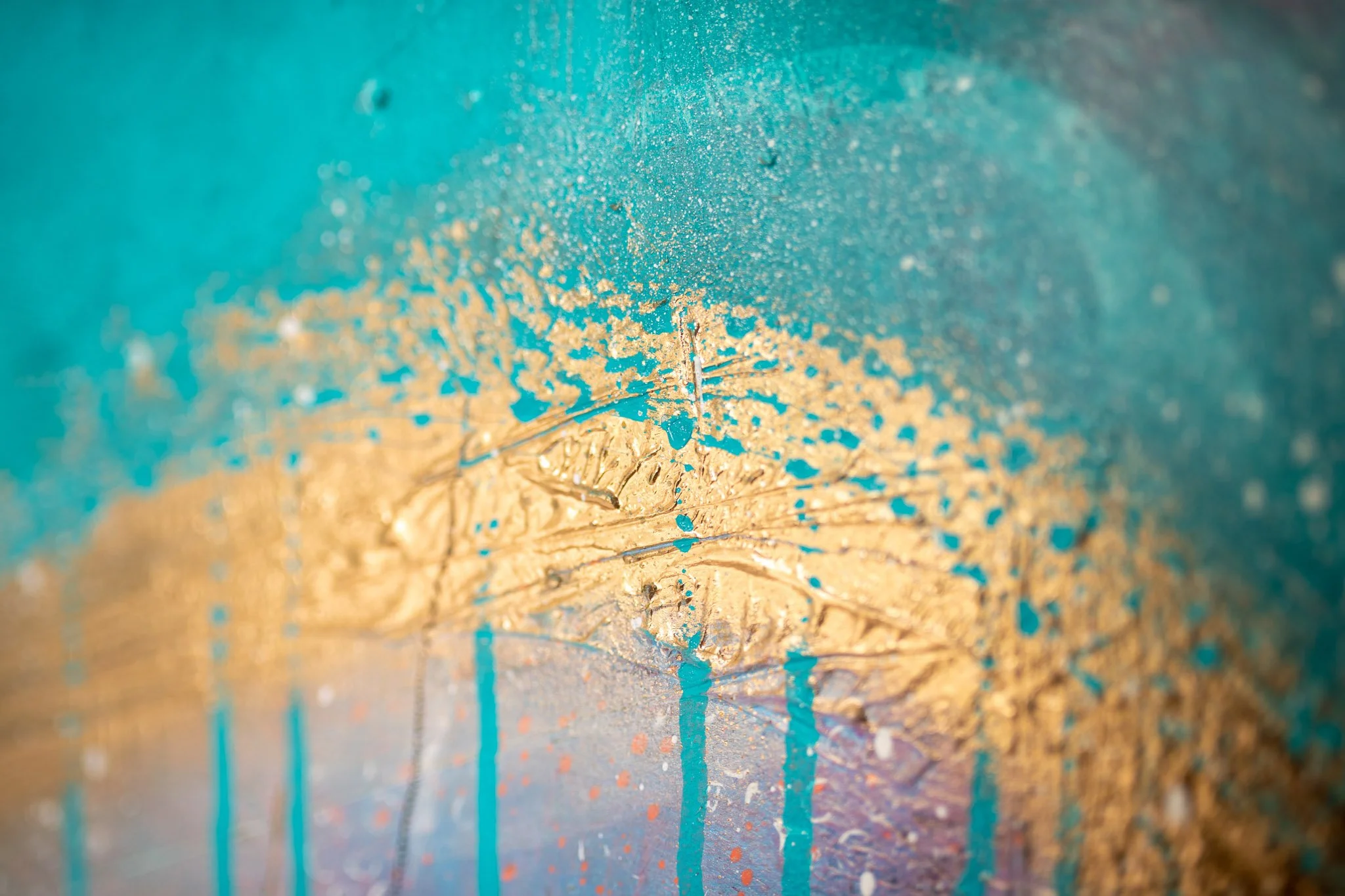 Intuitive abstract painting on large canvas Brighton artist